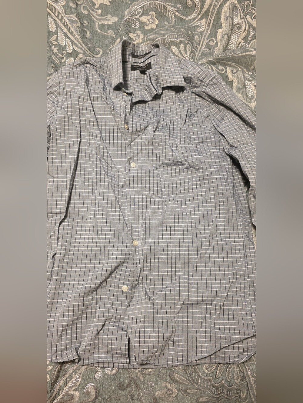 Banana Republic Light Blue and White Windowpane Button-Down Shirt- SP